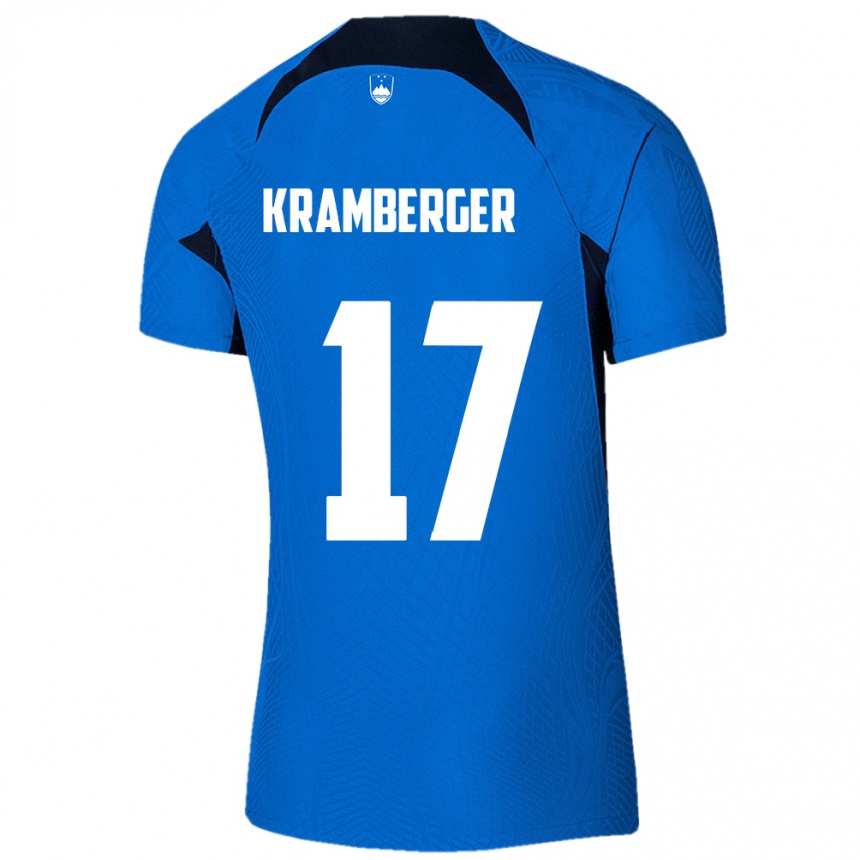 Kids Football Slovenia Enej Kramberger #17 Blue Away Jersey 24-26 T-Shirt