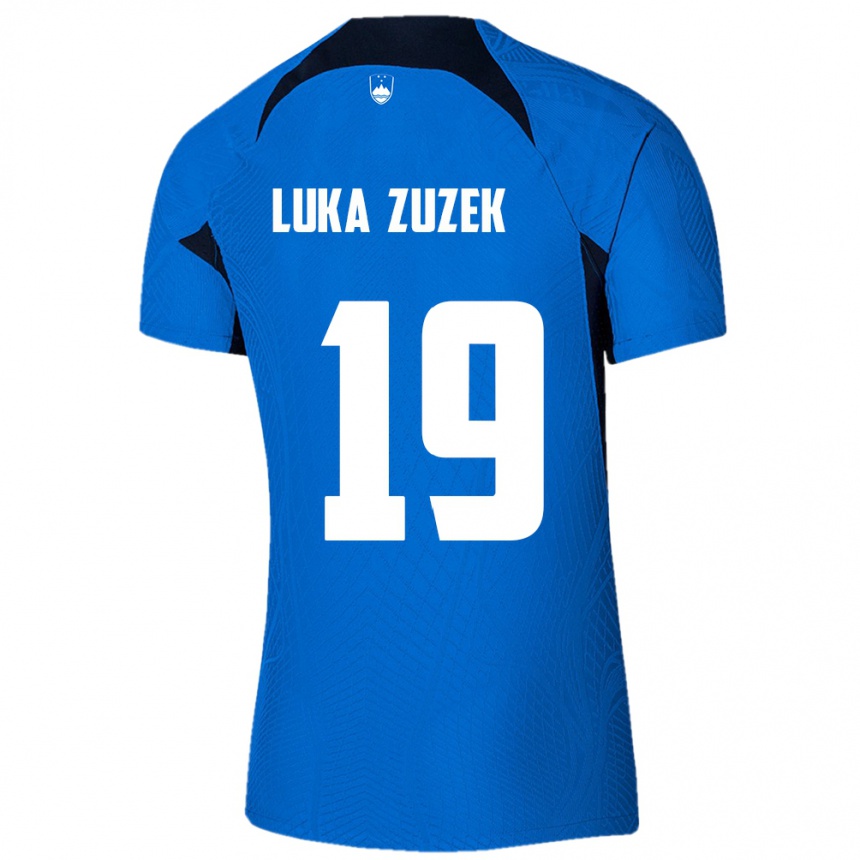 Kids Football Slovenia Zan Luka Zuzek #19 Blue Away Jersey 24-26 T-Shirt