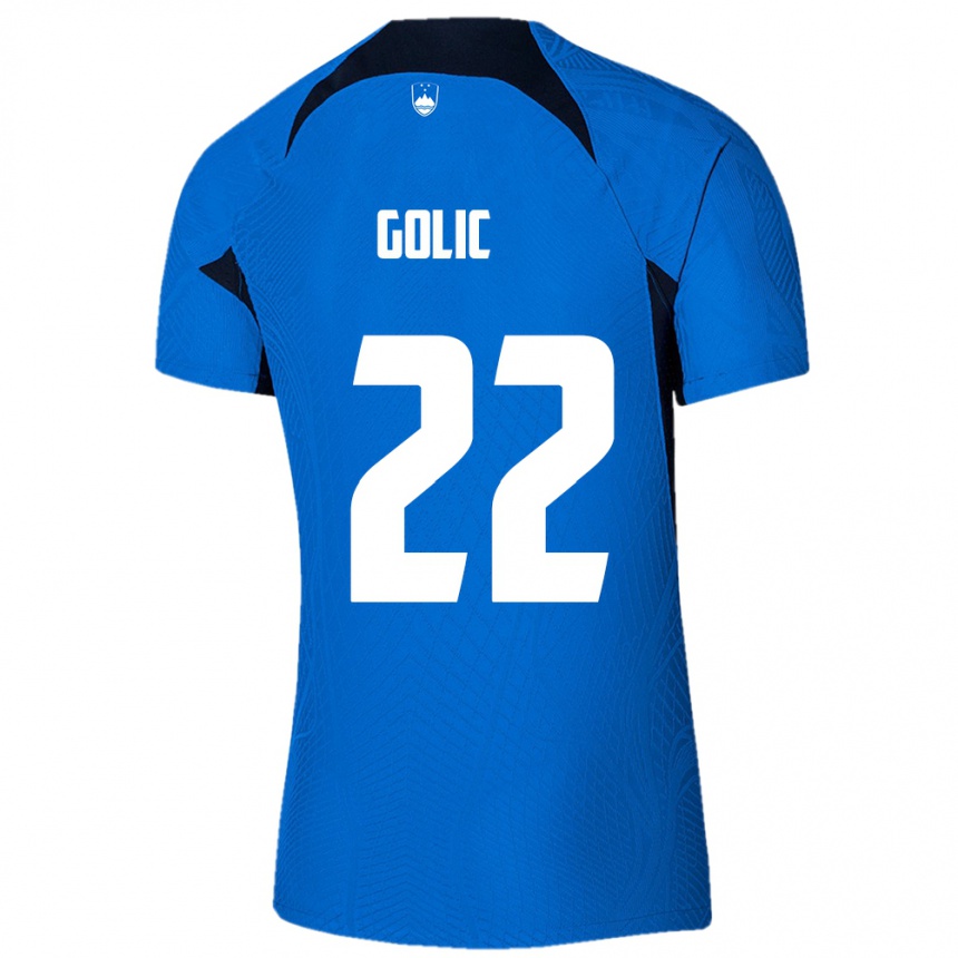 Kids Football Slovenia Tilen Golic #22 Blue Away Jersey 24-26 T-Shirt