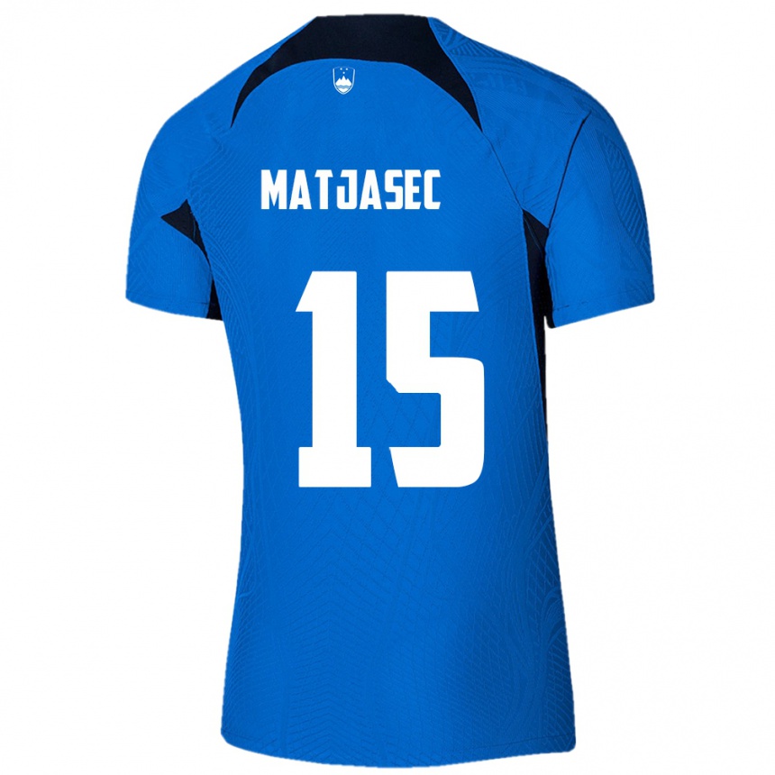 Kids Football Slovenia Miha Matjasec #15 Blue Away Jersey 24-26 T-Shirt