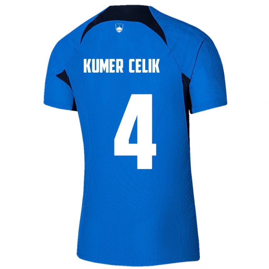 Kids Football Slovenia An Kumer Celik #4 Blue Away Jersey 24-26 T-Shirt