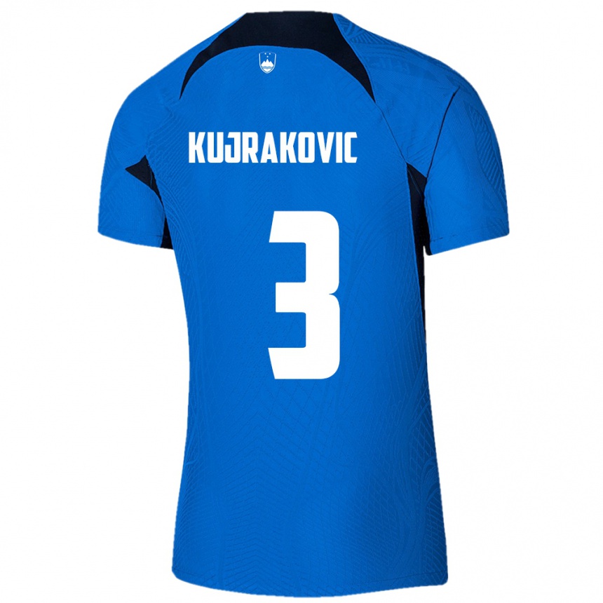 Kids Football Slovenia Minel Kujrakovic #3 Blue Away Jersey 24-26 T-Shirt