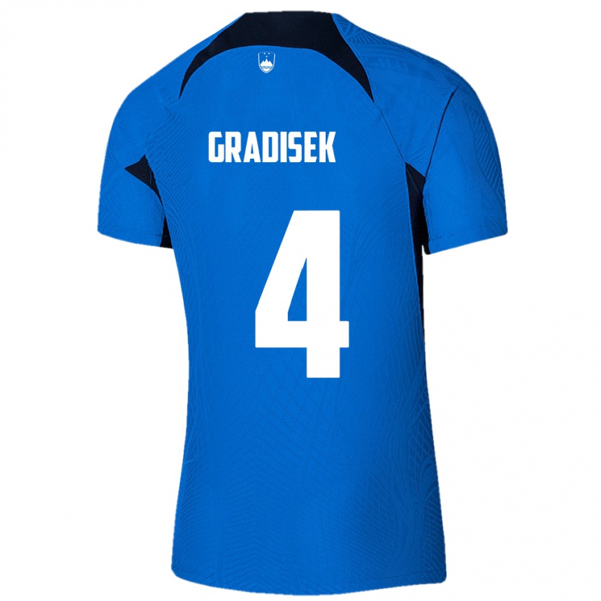 Kids Football Slovenia Sara Gradišek #4 Blue Away Jersey 24-26 T-Shirt