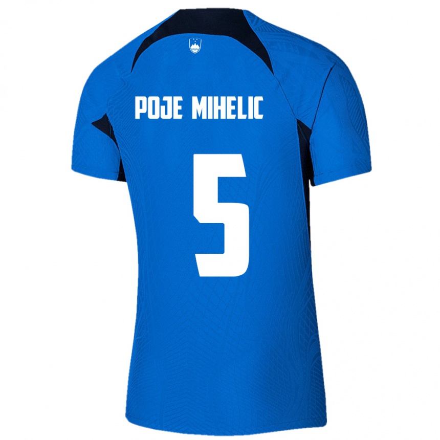 Kids Football Slovenia Naja Poje Mihelič #5 Blue Away Jersey 24-26 T-Shirt