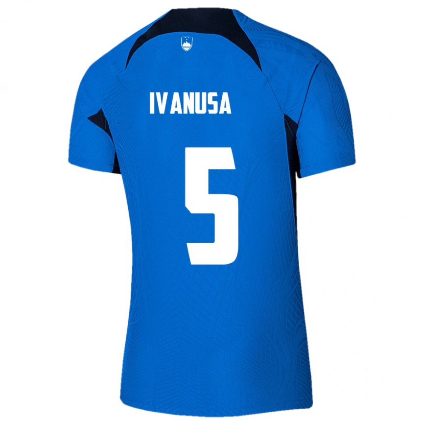 Kids Football Slovenia Lara Ivanuša #5 Blue Away Jersey 24-26 T-Shirt