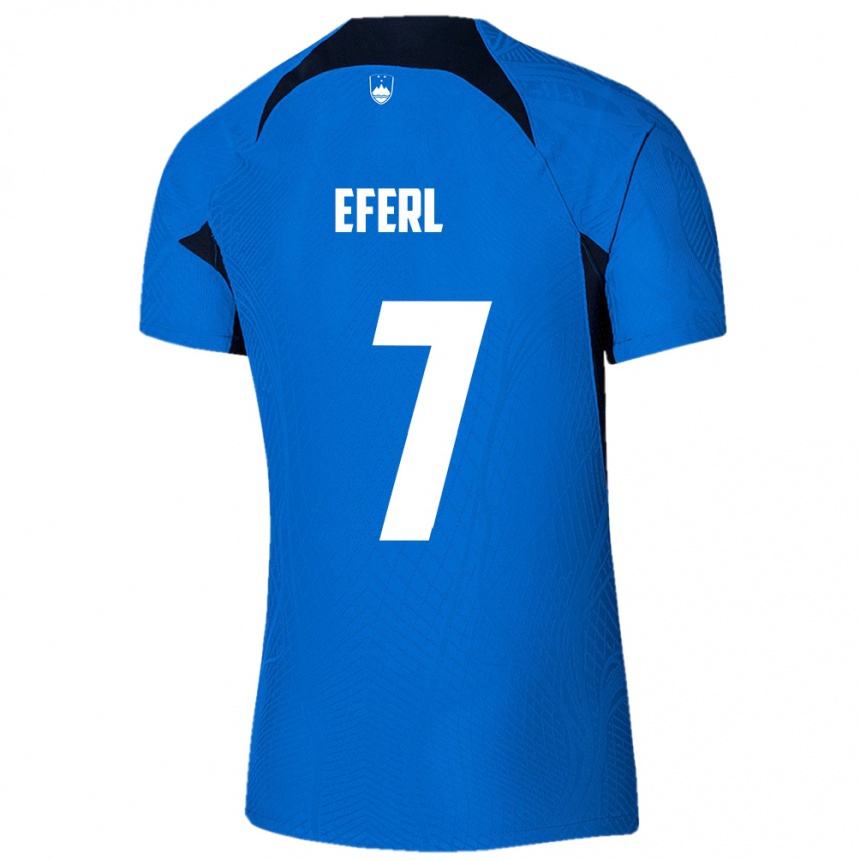 Kids Football Slovenia Anja Eferl #7 Blue Away Jersey 24-26 T-Shirt