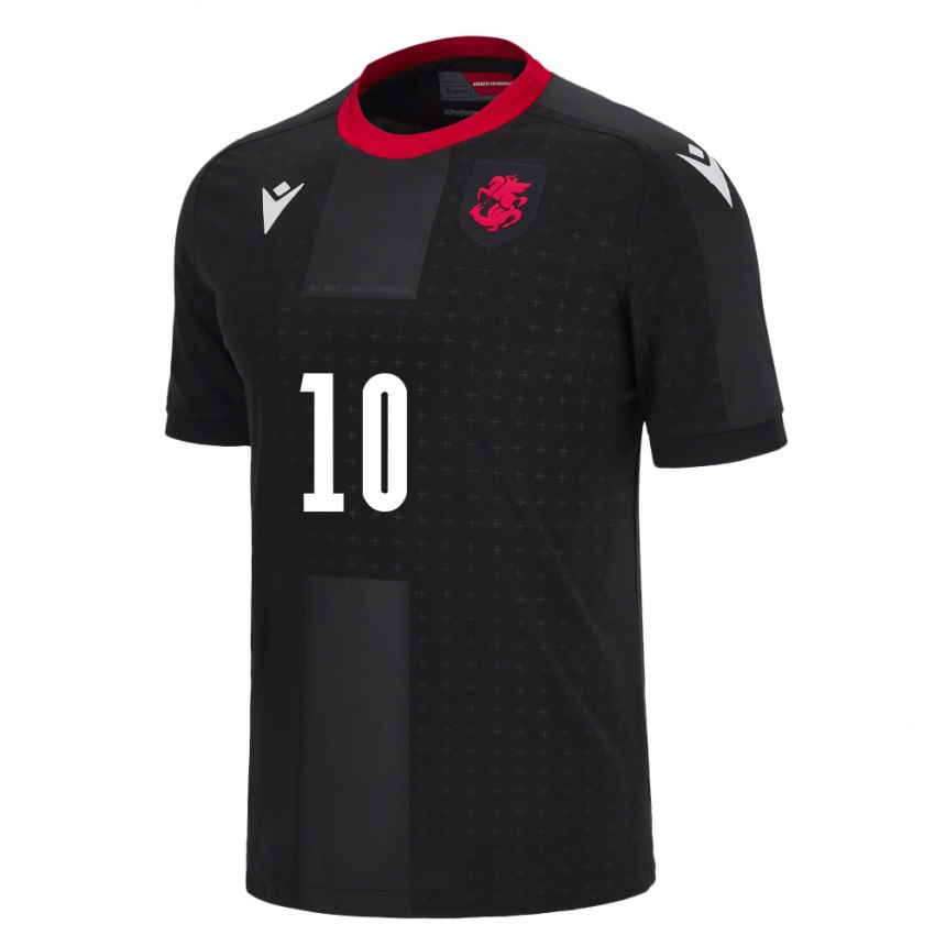 Kids Football Georgia Giorgi Kvernadze #10 Black Away Jersey 24-26 T-Shirt