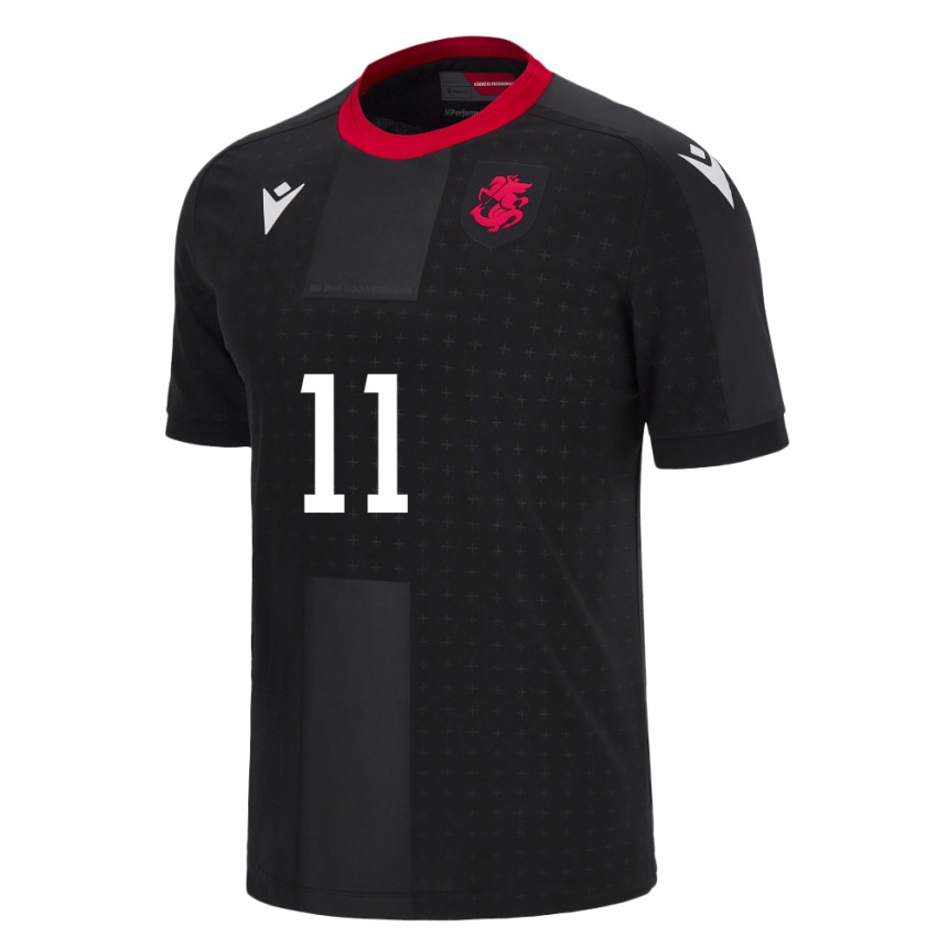 Kids Football Georgia Nikoloz Ninidze #11 Black Away Jersey 24-26 T-Shirt