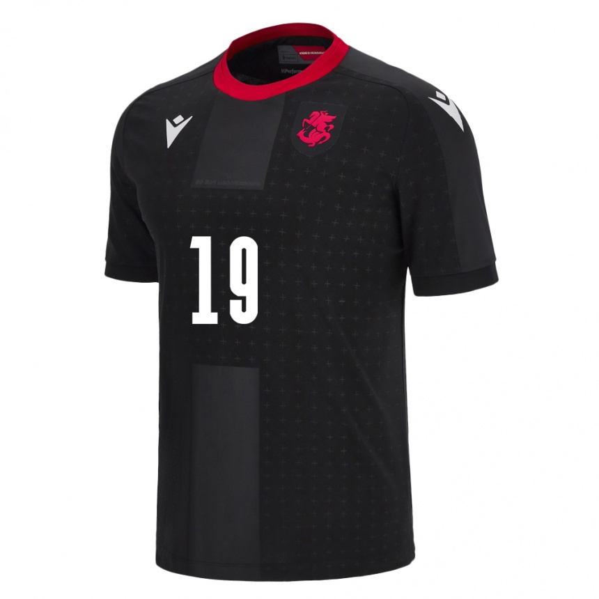 Kids Football Georgia Avtandil Mashava #19 Black Away Jersey 24-26 T-Shirt