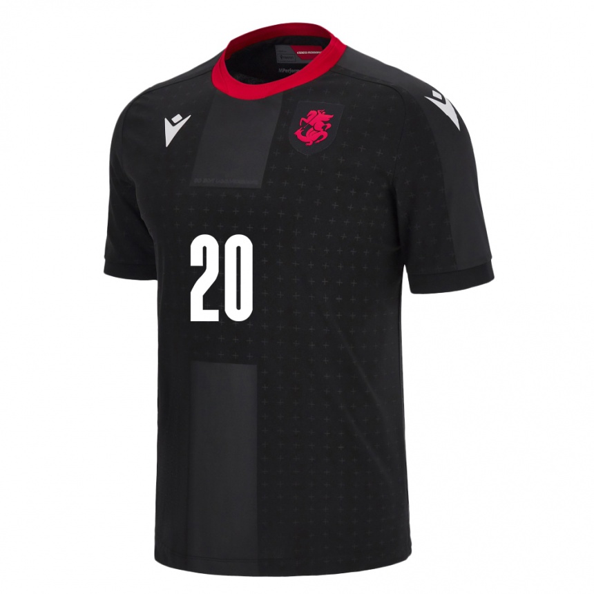 Kids Football Georgia Anzor Mekvabishvili #20 Black Away Jersey 24-26 T-Shirt