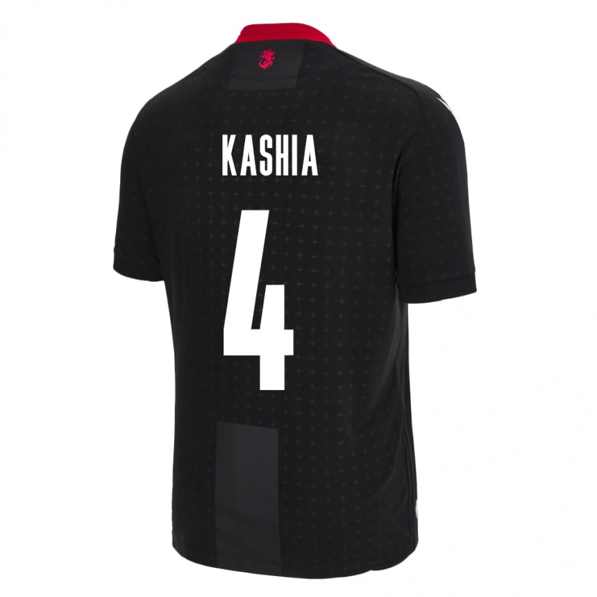 Kids Football Georgia Guram Kashia #4 Black Away Jersey 24-26 T-Shirt