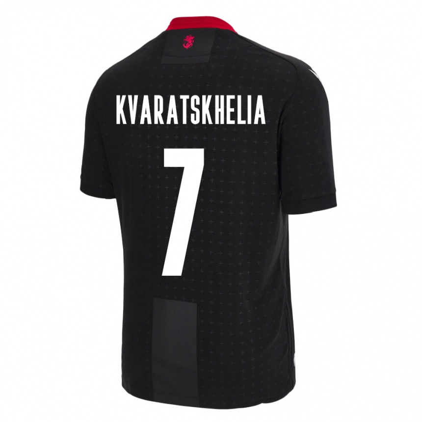 Kids Football Georgia Khvicha Kvaratskhelia #7 Black Away Jersey 24-26 T-Shirt