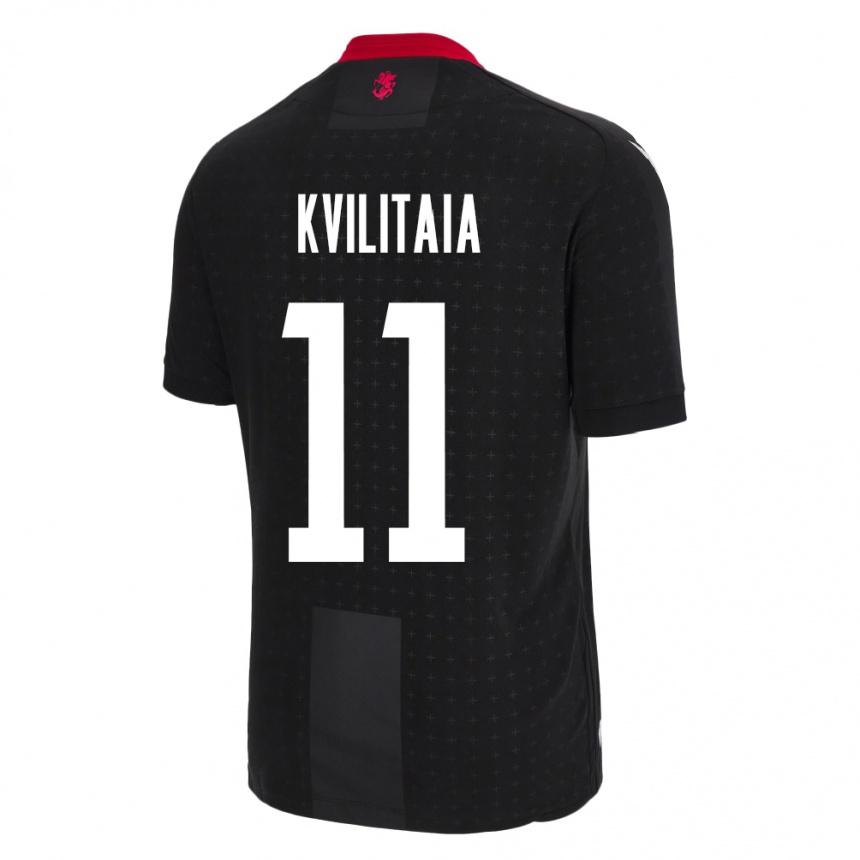 Kids Football Georgia Giorgi Kvilitaia #11 Black Away Jersey 24-26 T-Shirt