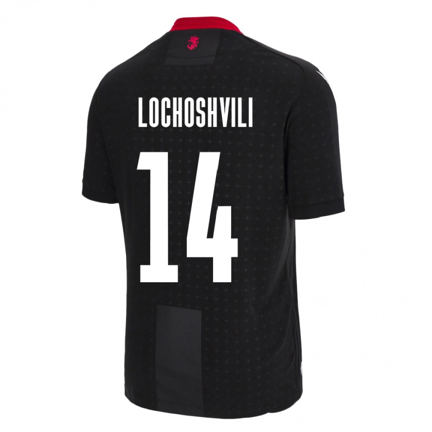 Kids Football Georgia Luka Lochoshvili #14 Black Away Jersey 24-26 T-Shirt