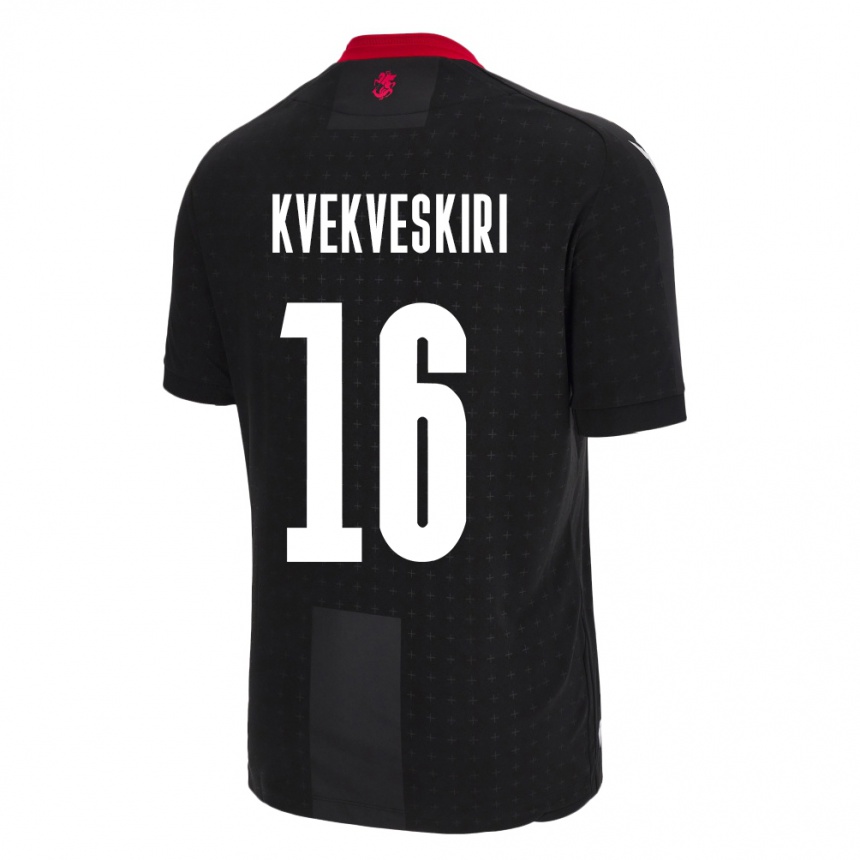 Kids Football Georgia Nika Kvekveskiri #16 Black Away Jersey 24-26 T-Shirt