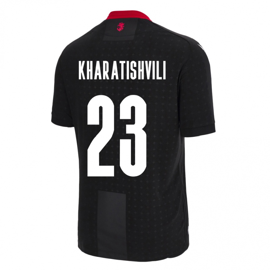 Kids Football Georgia Luka Kharatishvili #23 Black Away Jersey 24-26 T-Shirt