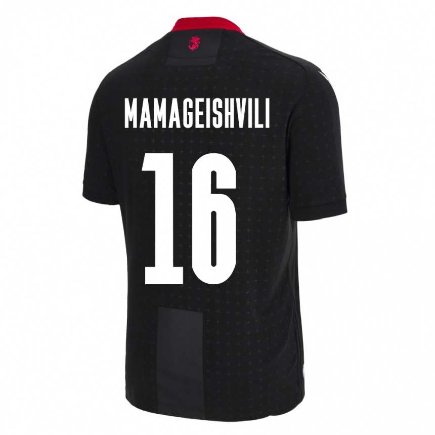 Kids Football Georgia Gizo Mamageishvili #16 Black Away Jersey 24-26 T-Shirt