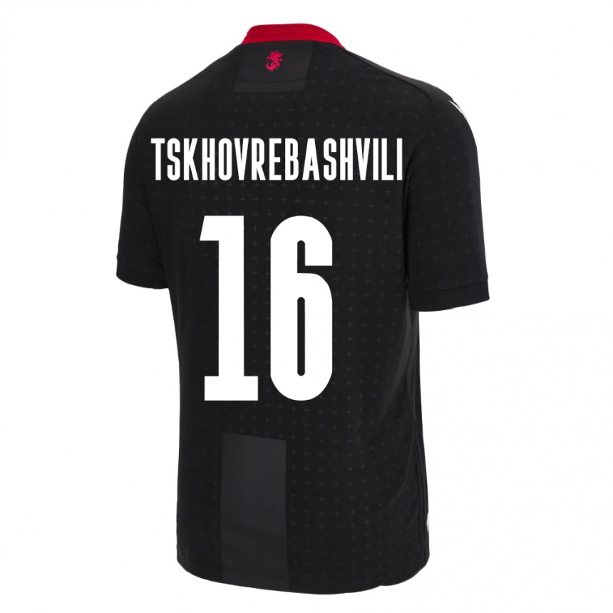 Kids Football Georgia Nikoloz Tskhovrebashvili #16 Black Away Jersey 24-26 T-Shirt