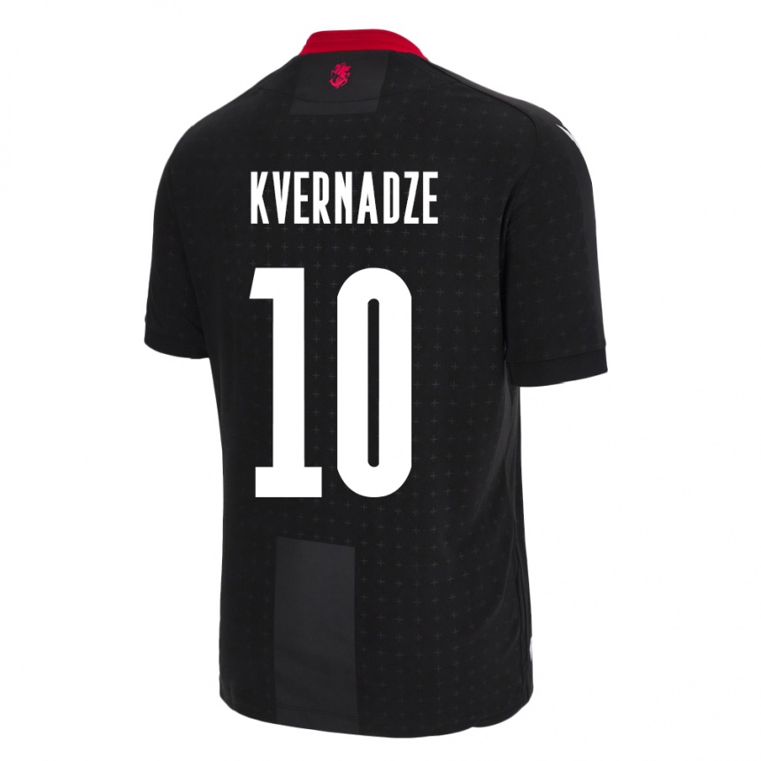 Kids Football Georgia Giorgi Kvernadze #10 Black Away Jersey 24-26 T-Shirt