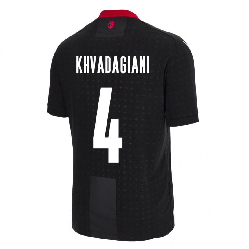 Kids Football Georgia Saba Khvadagiani #4 Black Away Jersey 24-26 T-Shirt