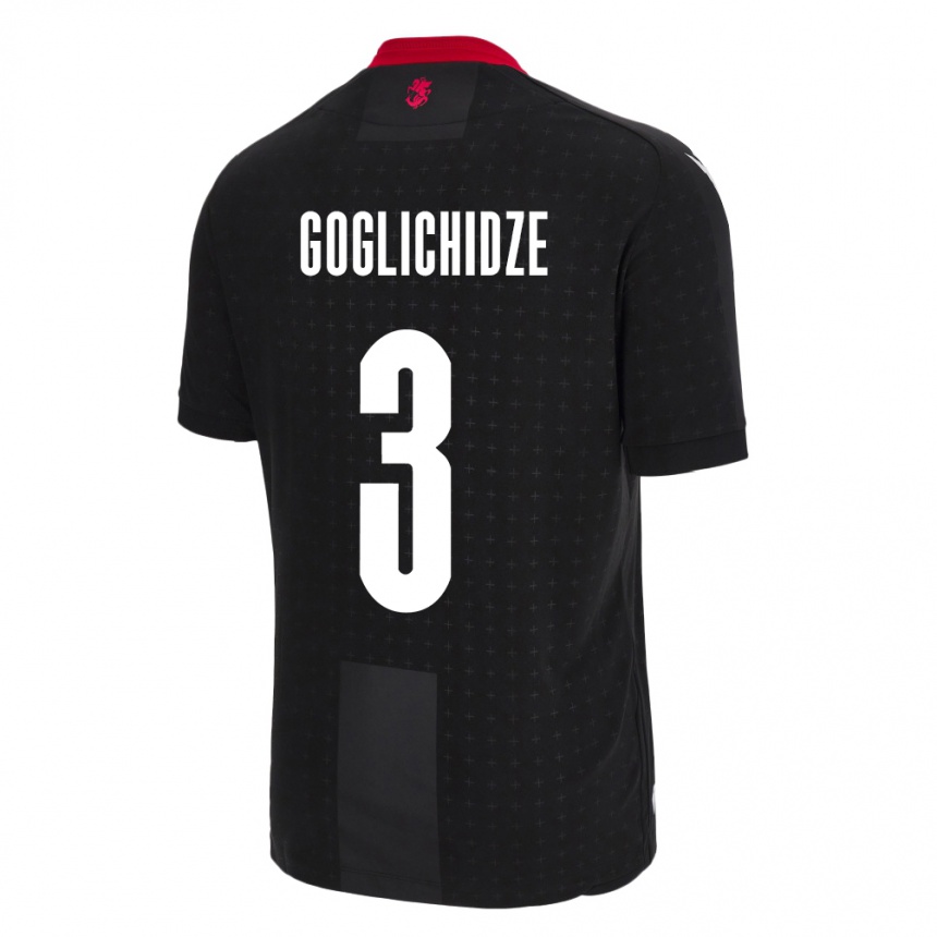 Kids Football Georgia Saba Goglichidze #3 Black Away Jersey 24-26 T-Shirt