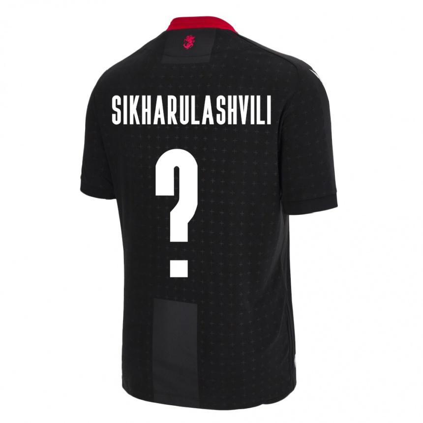 Kids Football Georgia Nika Sikharulashvili #0 Black Away Jersey 24-26 T-Shirt