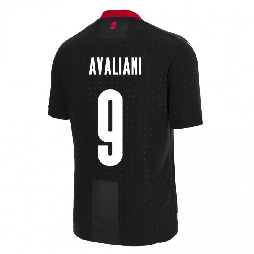 Kids Football Georgia Aleksandre Avaliani #9 Black Away Jersey 24-26 T-Shirt