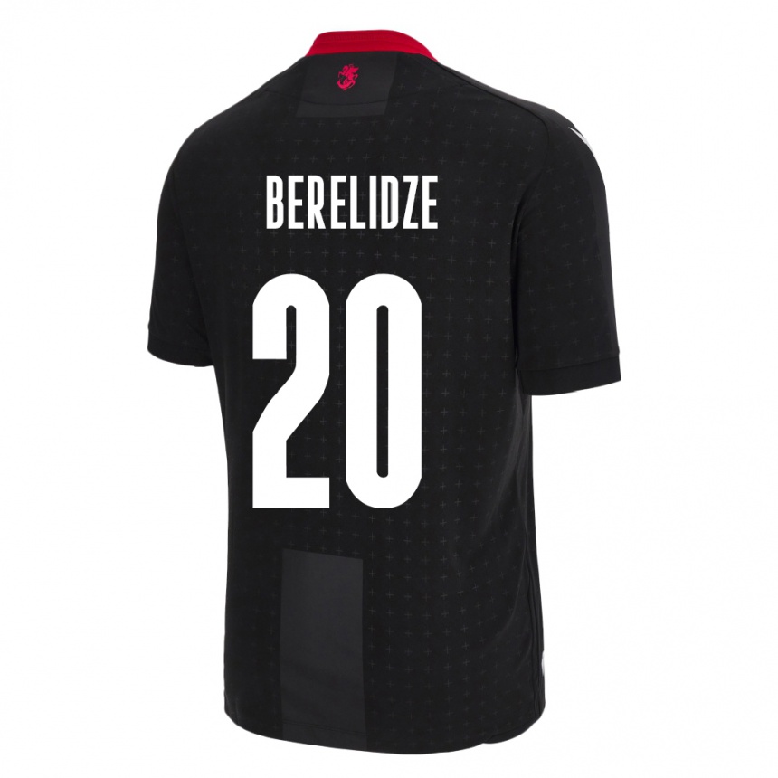 Kids Football Georgia Tsotne Berelidze #20 Black Away Jersey 24-26 T-Shirt