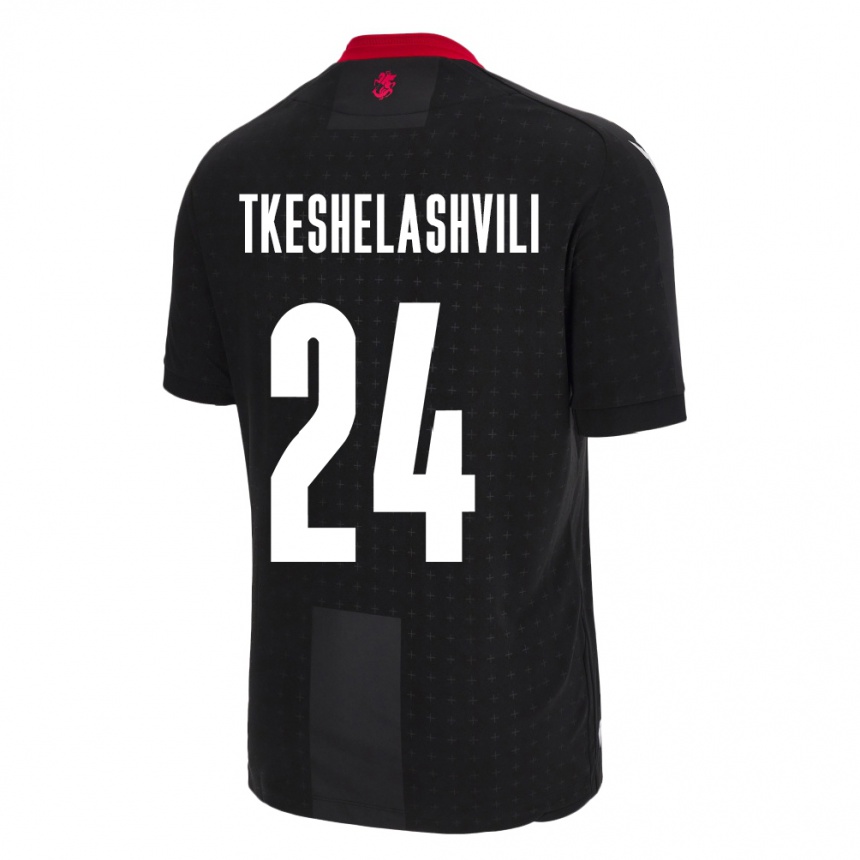 Kids Football Georgia Amiran Tkeshelashvili #24 Black Away Jersey 24-26 T-Shirt