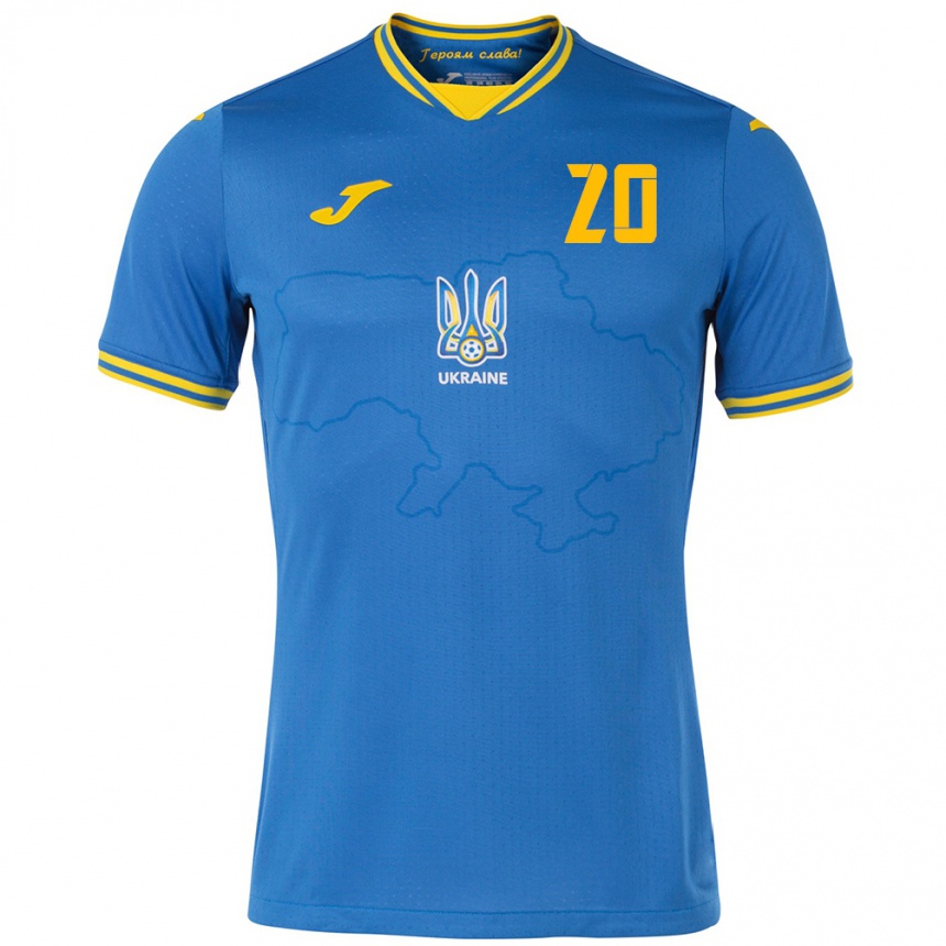 Kids Football Ukraine Inna Hlushchenko #20 Blue Away Jersey 24-26 T-Shirt