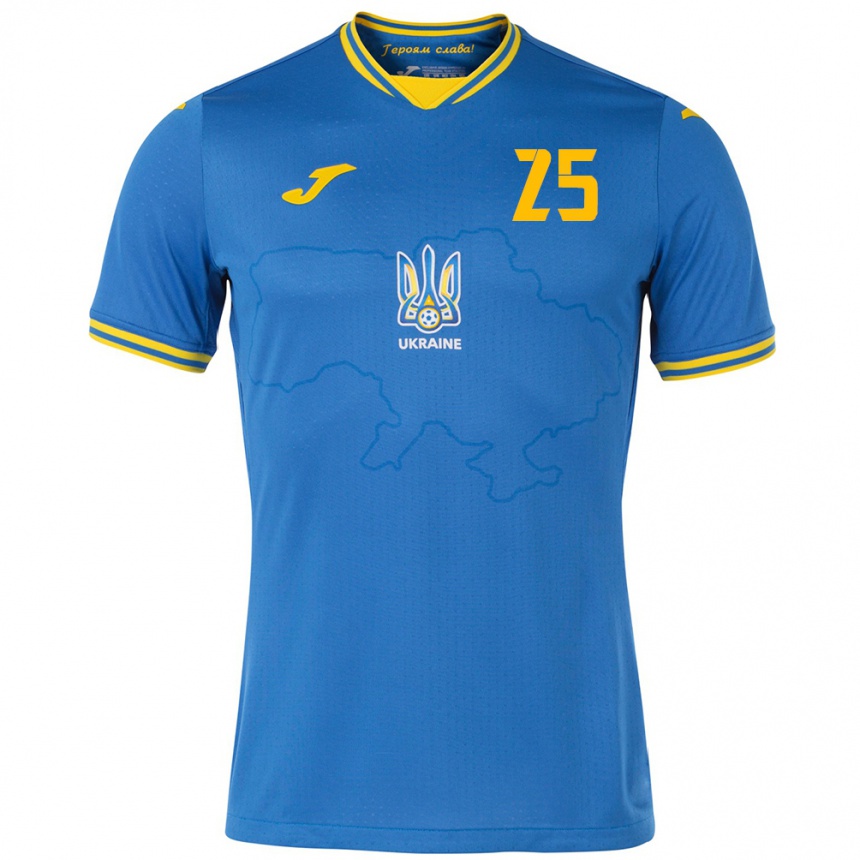 Kids Football Ukraine Vladyslav Vanat #25 Blue Away Jersey 24-26 T-Shirt