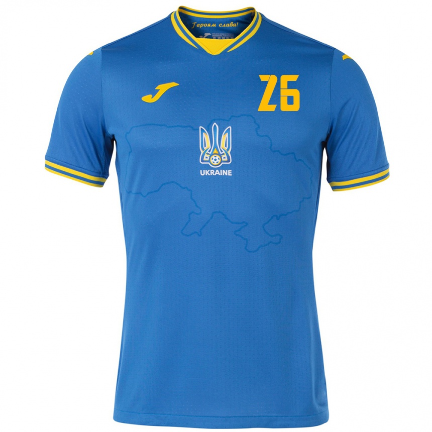 Kids Football Ukraine Bogdan Mykhaylichenko #26 Blue Away Jersey 24-26 T-Shirt