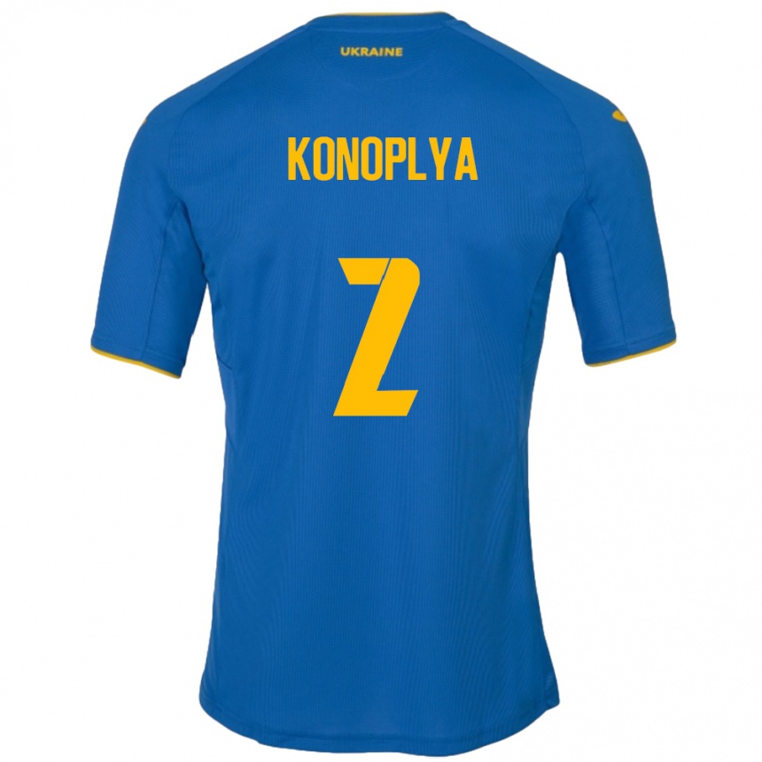 Kids Football Ukraine Yukhym Konoplya #2 Blue Away Jersey 24-26 T-Shirt