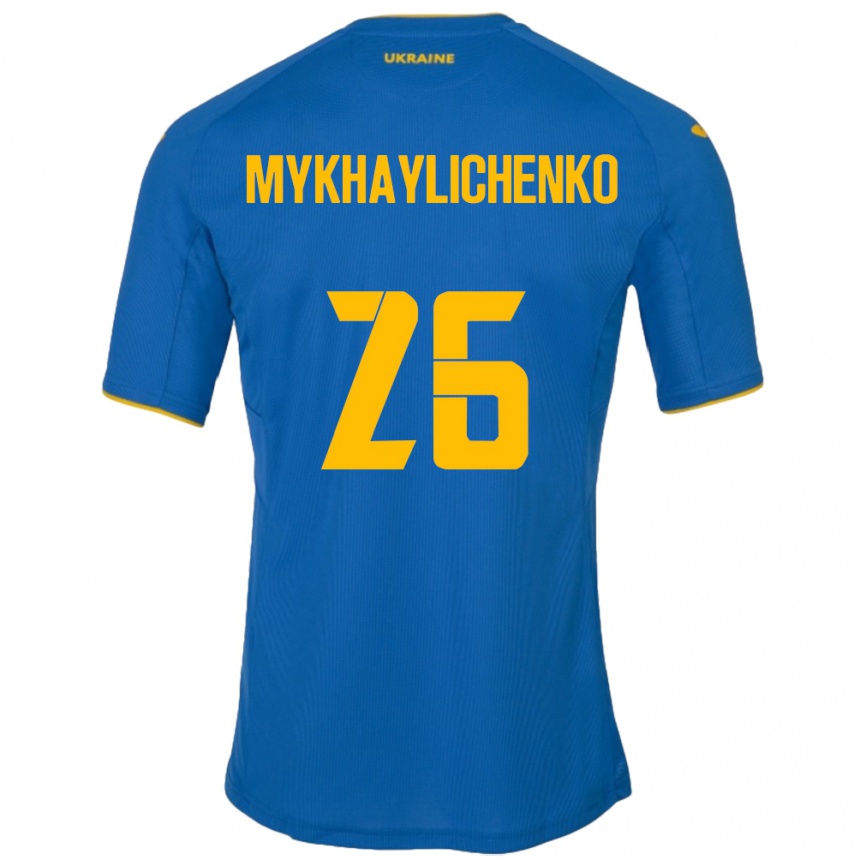 Kids Football Ukraine Bogdan Mykhaylichenko #26 Blue Away Jersey 24-26 T-Shirt