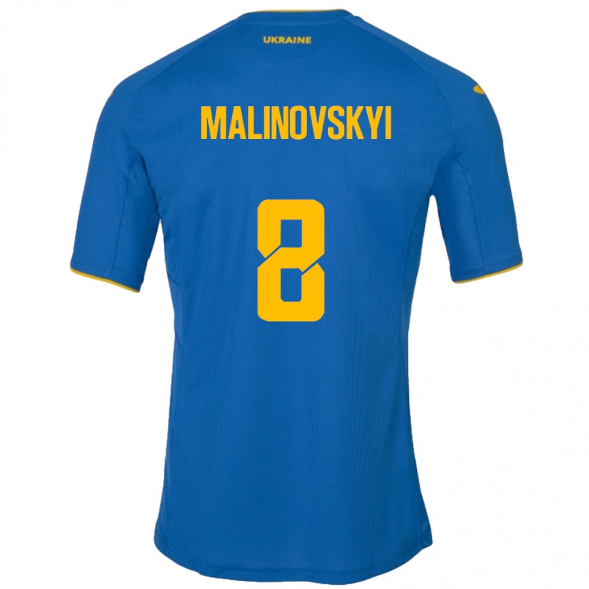 Kids Football Ukraine Ruslan Malinovskyi #8 Blue Away Jersey 24-26 T-Shirt