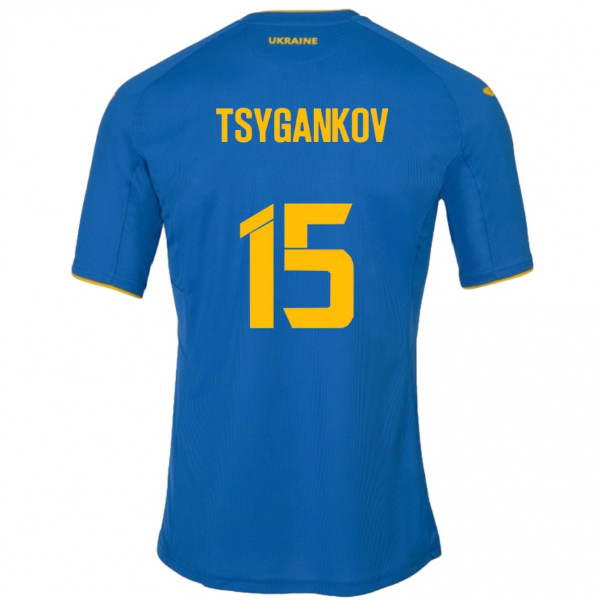 Kids Football Ukraine Viktor Tsygankov #15 Blue Away Jersey 24-26 T-Shirt