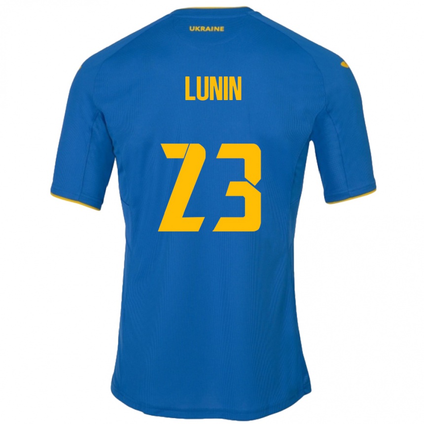 Kids Football Ukraine Andriy Lunin #23 Blue Away Jersey 24-26 T-Shirt