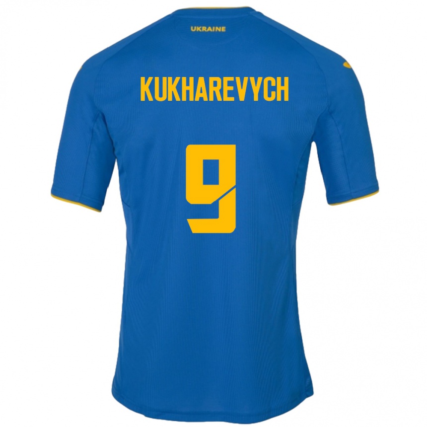 Kids Football Ukraine Mykola Kukharevych #9 Blue Away Jersey 24-26 T-Shirt