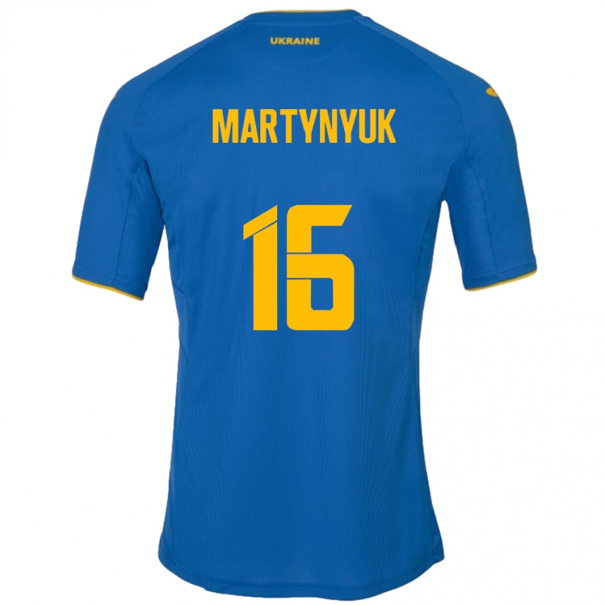 Kids Football Ukraine Oleksandr Martynyuk #16 Blue Away Jersey 24-26 T-Shirt