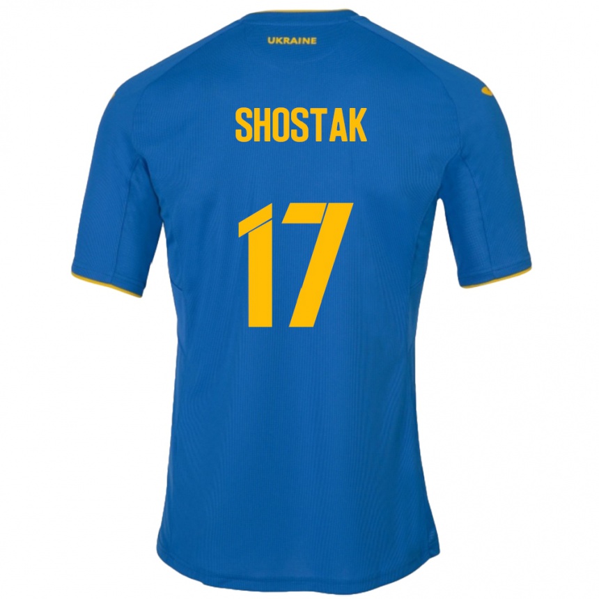 Kids Football Ukraine Denys Shostak #17 Blue Away Jersey 24-26 T-Shirt