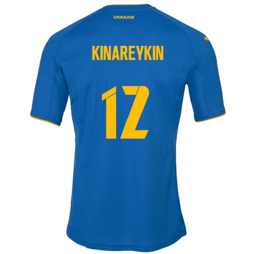 Kids Football Ukraine Yakiv Kinareykin #12 Blue Away Jersey 24-26 T-Shirt