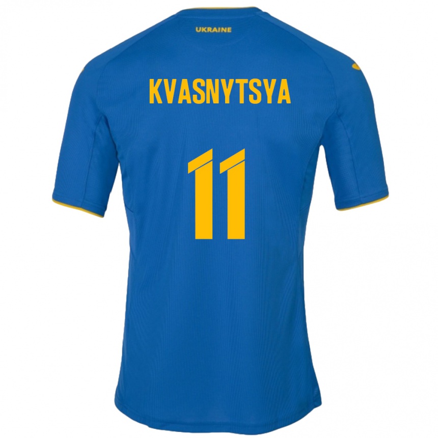 Kids Football Ukraine Ilya Kvasnytsya #11 Blue Away Jersey 24-26 T-Shirt