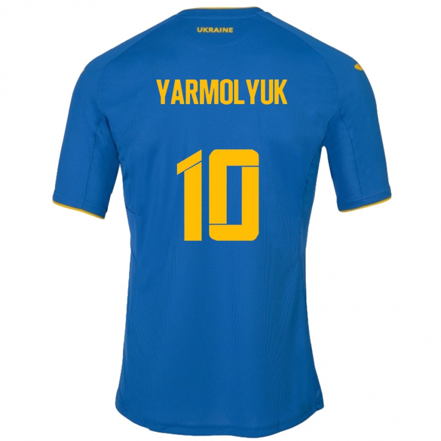 Kids Football Ukraine Yegor Yarmolyuk #10 Blue Away Jersey 24-26 T-Shirt