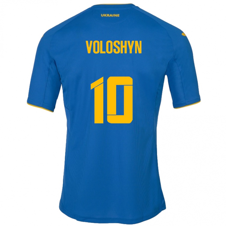 Kids Football Ukraine Nazar Voloshyn #10 Blue Away Jersey 24-26 T-Shirt