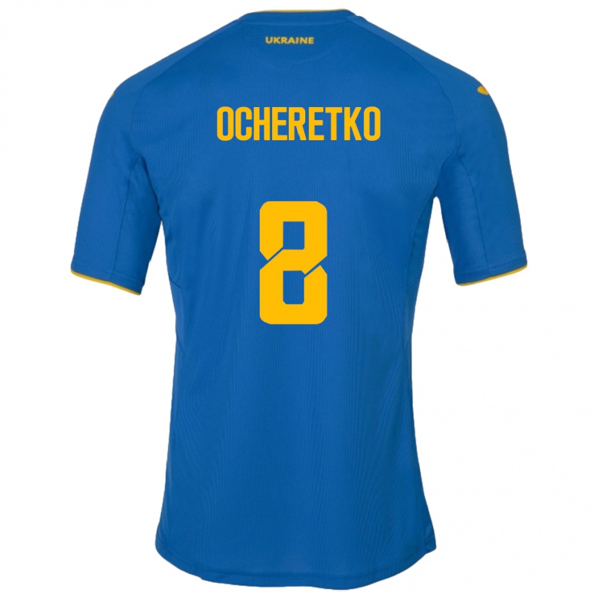 Kids Football Ukraine Oleg Ocheretko #8 Blue Away Jersey 24-26 T-Shirt