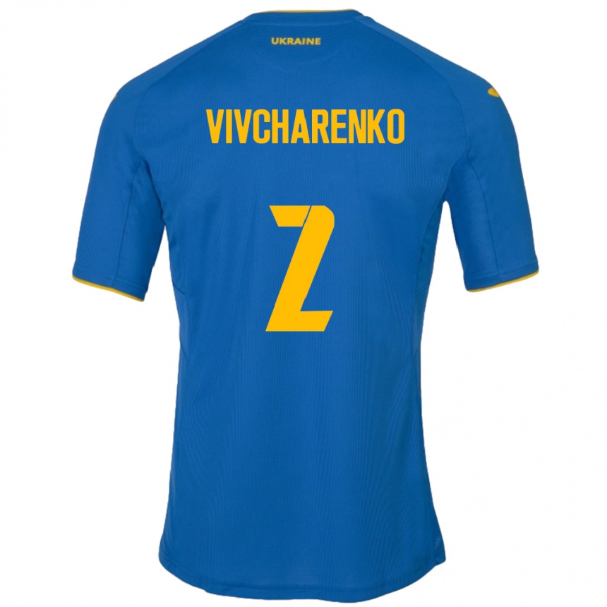 Kids Football Ukraine Kostyantyn Vivcharenko #2 Blue Away Jersey 24-26 T-Shirt