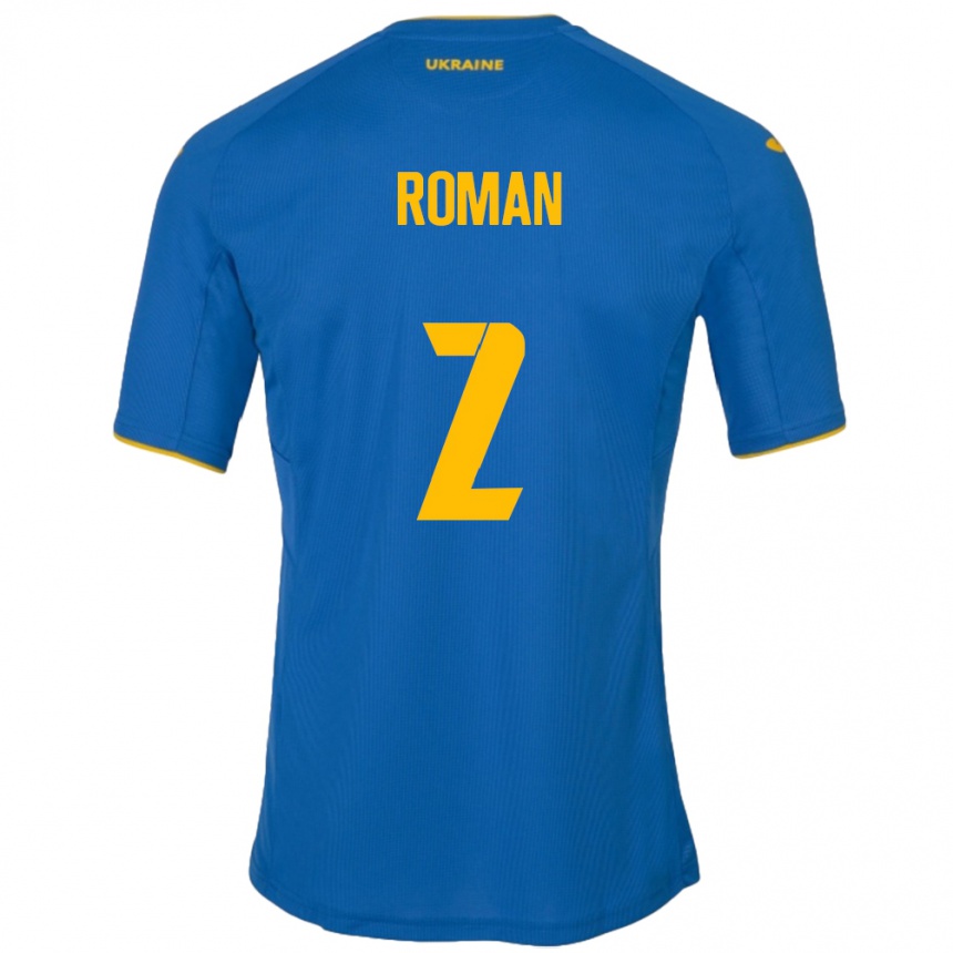 Kids Football Ukraine Vitaliy Roman #2 Blue Away Jersey 24-26 T-Shirt