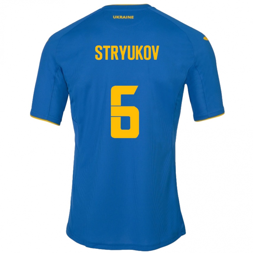 Kids Football Ukraine Maksym Stryukov #6 Blue Away Jersey 24-26 T-Shirt