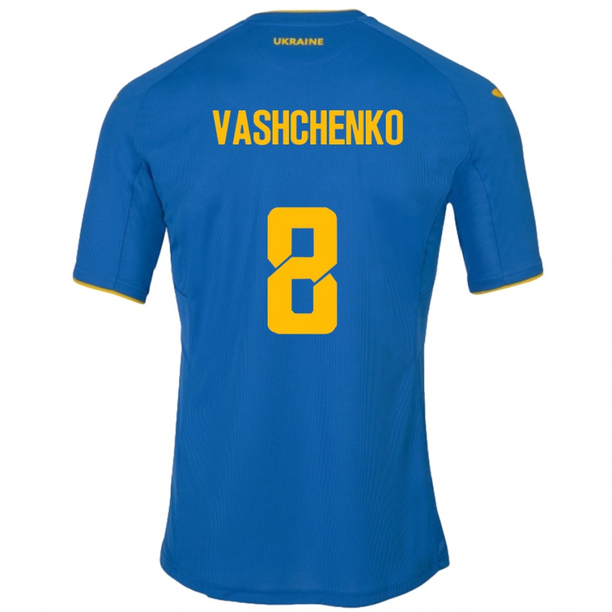 Kids Football Ukraine Daniil Vashchenko #8 Blue Away Jersey 24-26 T-Shirt