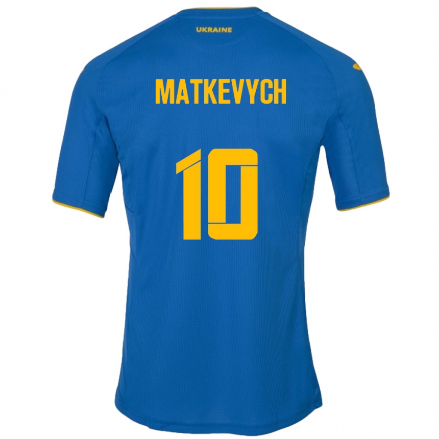 Kids Football Ukraine Andriy Matkevych #10 Blue Away Jersey 24-26 T-Shirt